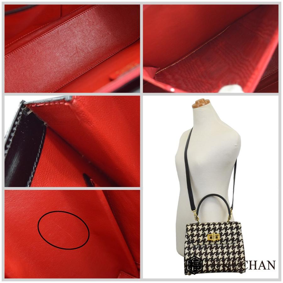 CELINE（セリーヌ） 千鳥柄 2way ハンドバッグ ハラコ×カーフレザー