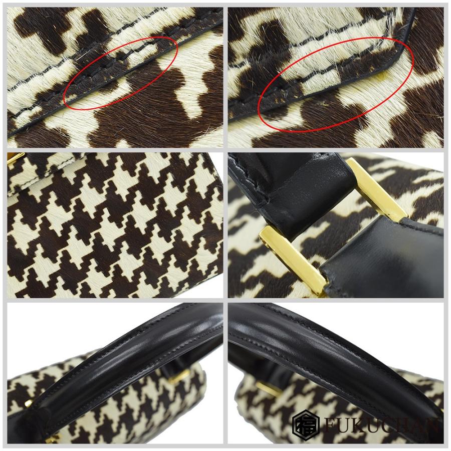 CELINE（セリーヌ） 千鳥柄 2way ハンドバッグ ハラコ×カーフレザー