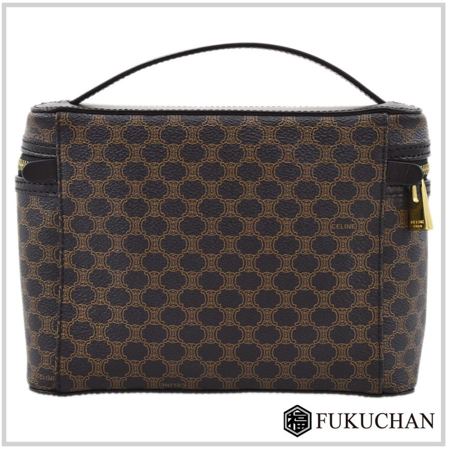 CELINE（セリーヌ） マカダム柄 バニティバッグ ブラック×ブラウン PVC