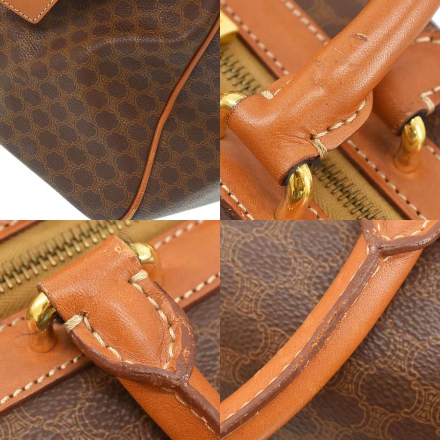 【CELINE】2wayボストンバッグ　マカダム柄　ゴールド金具　ダークブラウン CELINE】2wayボストンバッグ マカダム柄 ゴールド金具 ダーク