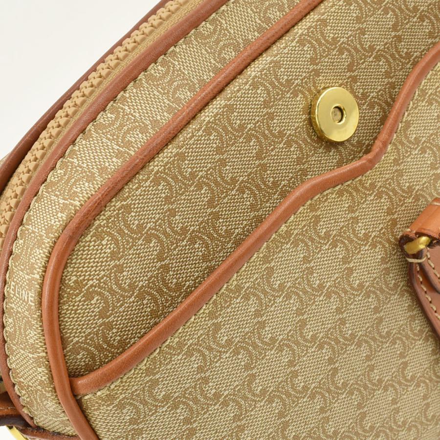 【CELINE】ショルダーバッグ　ポシェット　マカダム柄　PVC ベージュ CELINE セリーヌ マカダム柄 ショルダーバッグ 斜め掛け