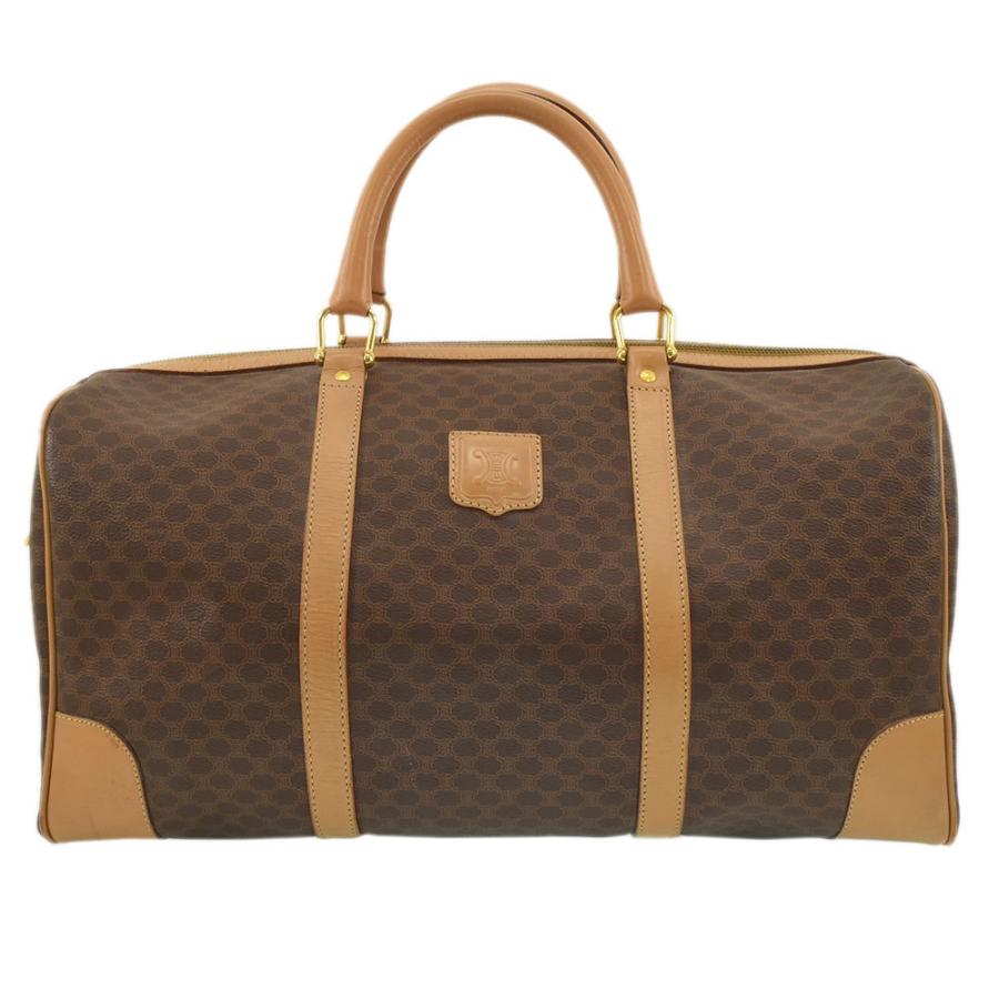 CELINE ボストンバッグ ベージュ・ブラウン マカダム柄ミニボストンバッグ M14 ブラウン×ベージュ