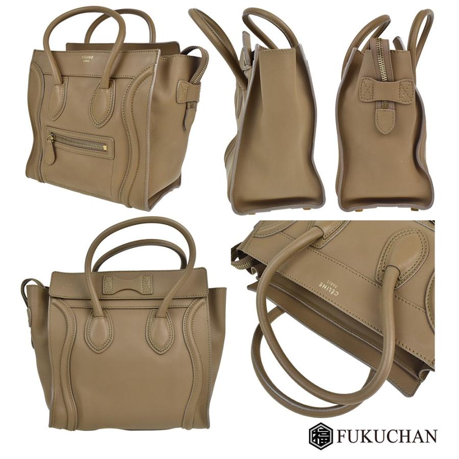 CELINE/セリーヌ ラゲージ マイクロ ショッパー ベージュ系×ゴールド