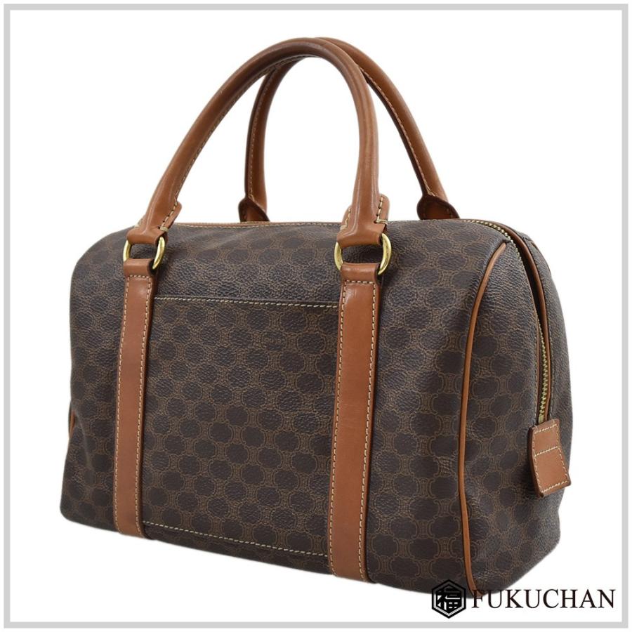 CELINE セリーヌ マカダム柄 ミニボストンバッグ ブラウン×ダーク