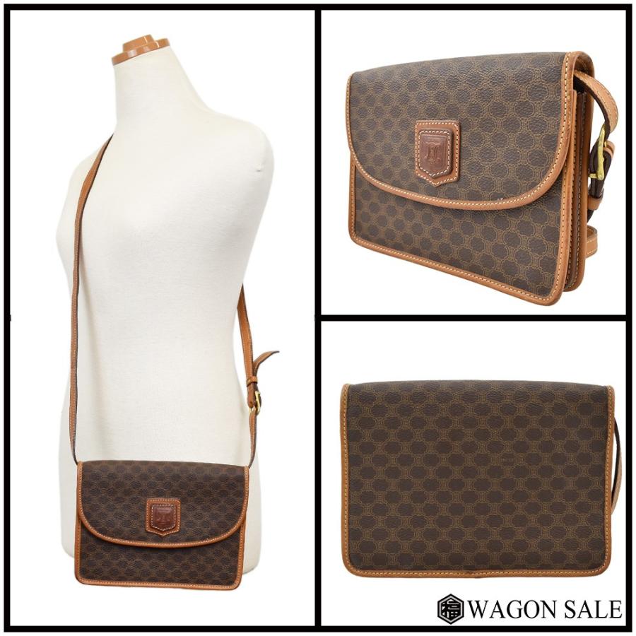 CELINE（セリーヌ） マカダム柄 ショルダーバッグ ブラウン×ゴールド