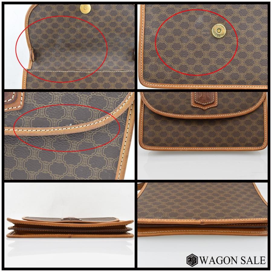 CELINE（セリーヌ） マカダム柄 ショルダーバッグ ブラウン×ゴールド