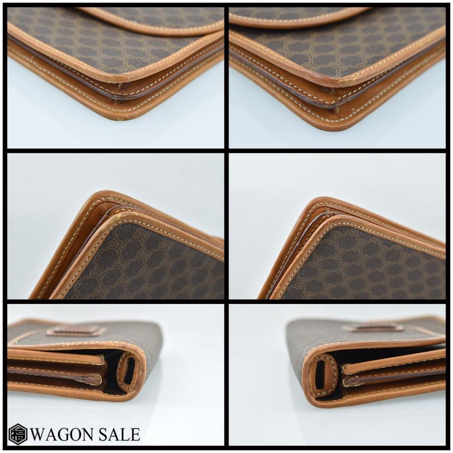 CELINE（セリーヌ） マカダム柄 ショルダーバッグ ブラウン×ゴールド