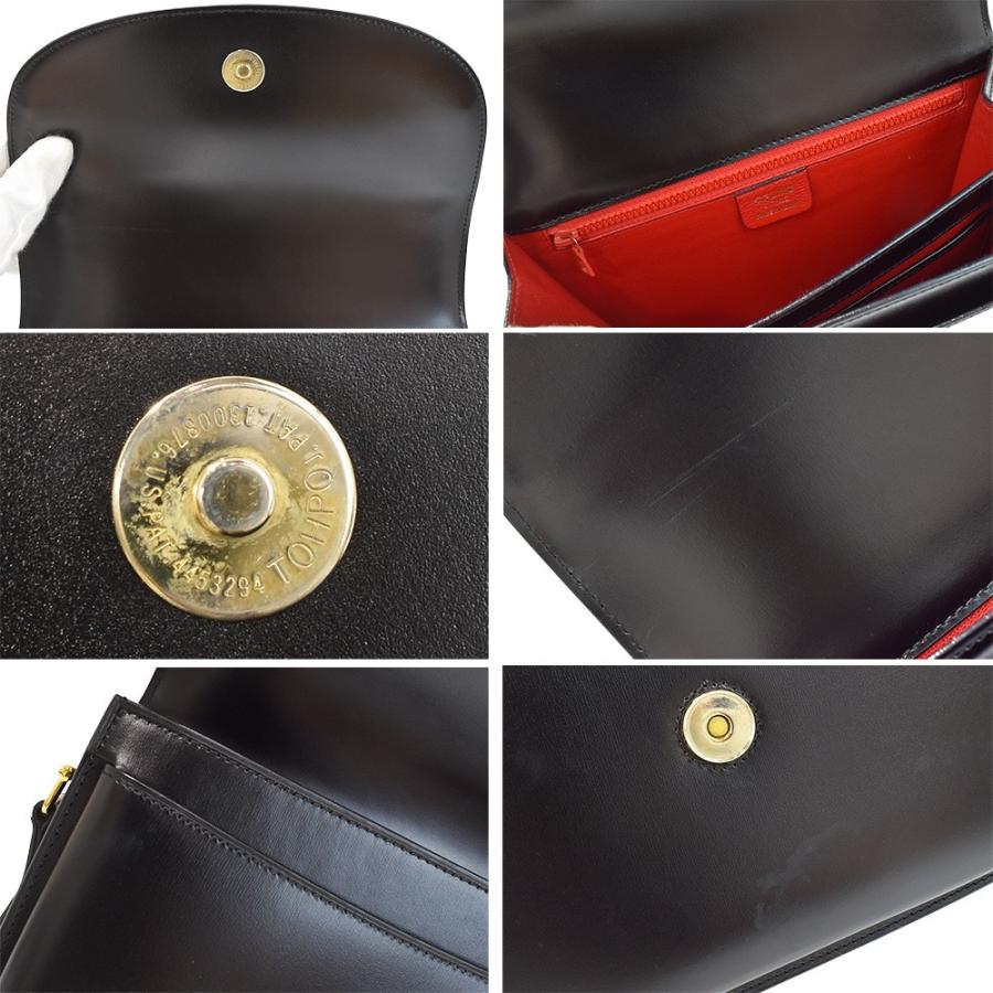 CELINE（セリーヌ） レザー ショルダーバッグ ブラック×ゴールド金具