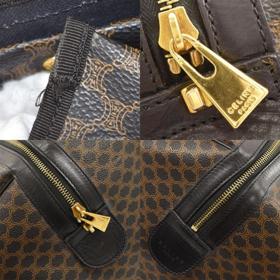 CELINE（セリーヌ） マカダム ボストンバッグ ブラック PVC×レザー