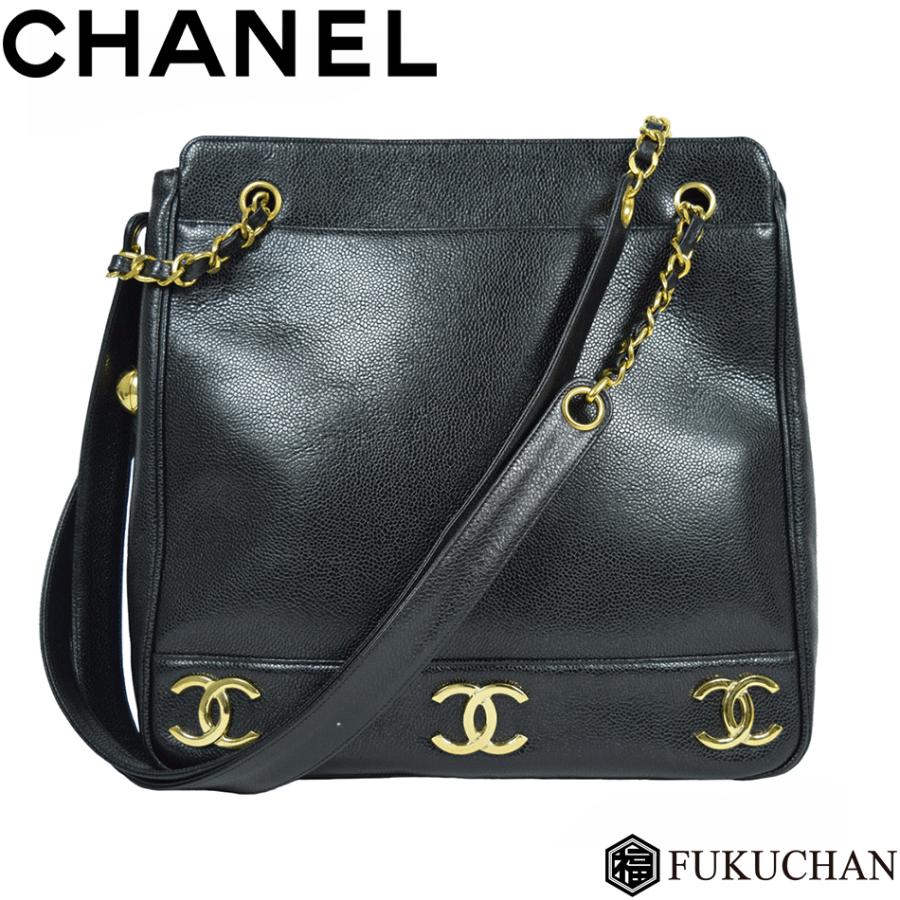 CHANEL/シャネル キャビアスキントリプルココマークチェーン