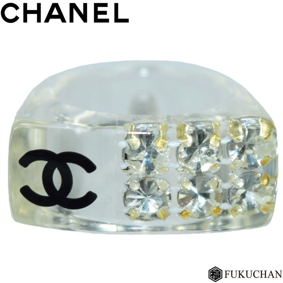 断捨離中　CHANEL ラウンド クリアストーン ココマーク CHANEL/シャネル ココマークラインストーン×クリアリング約14号 05P
