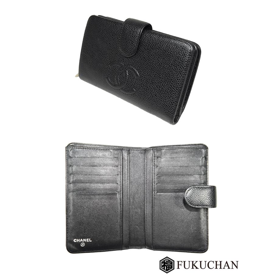 正規 シリアルあり シャネル CHANELココマーク キャビアスキン 二つ折り 楽天市場】【中古】 CHANEL シャネル キャビアスキン ココマーク