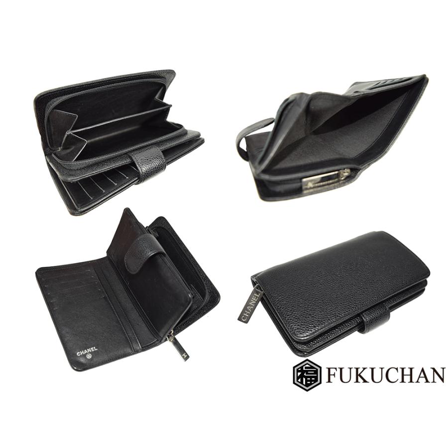 CHANEL/シャネル キャビアスキン ココマーク二つ折り財布 A50073中古