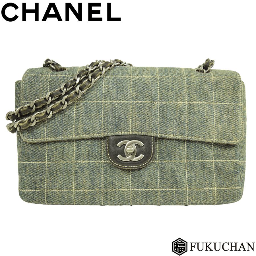 CHANEL/シャネル チョコバー デニム Wチェーン ショルダーバッグ 