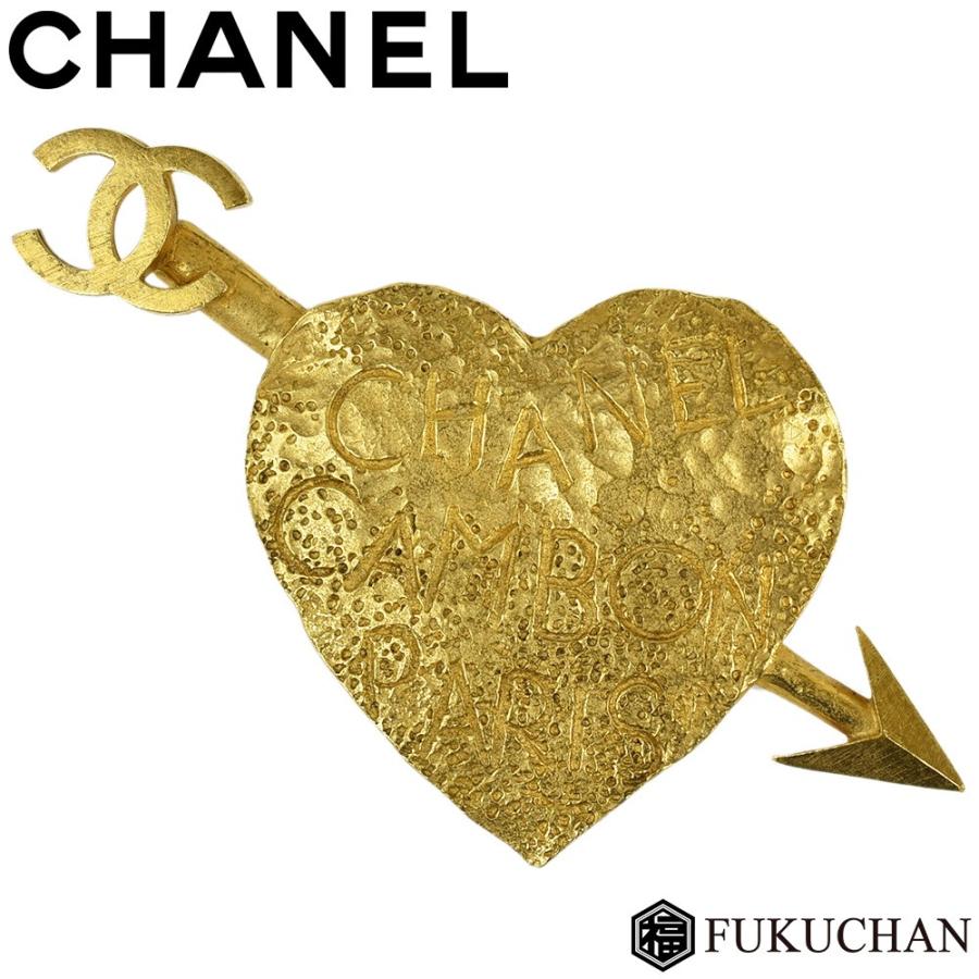 シャネル CHANEL ブローチ 93P ハート ゴールド CHANEL/シャネル ココマーク ハート ブローチ 93A ゴールド×GP 中古