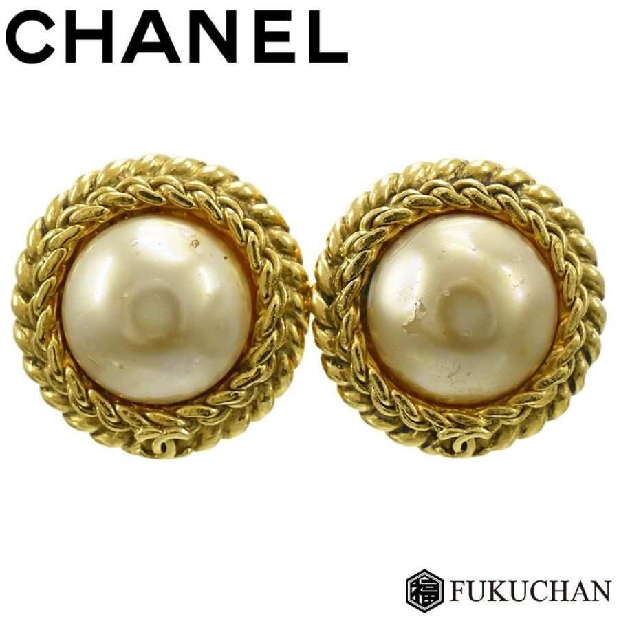 CHANEL シャネル パール ココマーク チェーン ラウンド イヤリング  