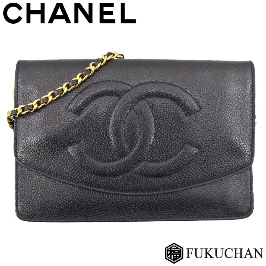 CHANEL（シャネル） キャビアスキン ココマーク チェーン ウォレット