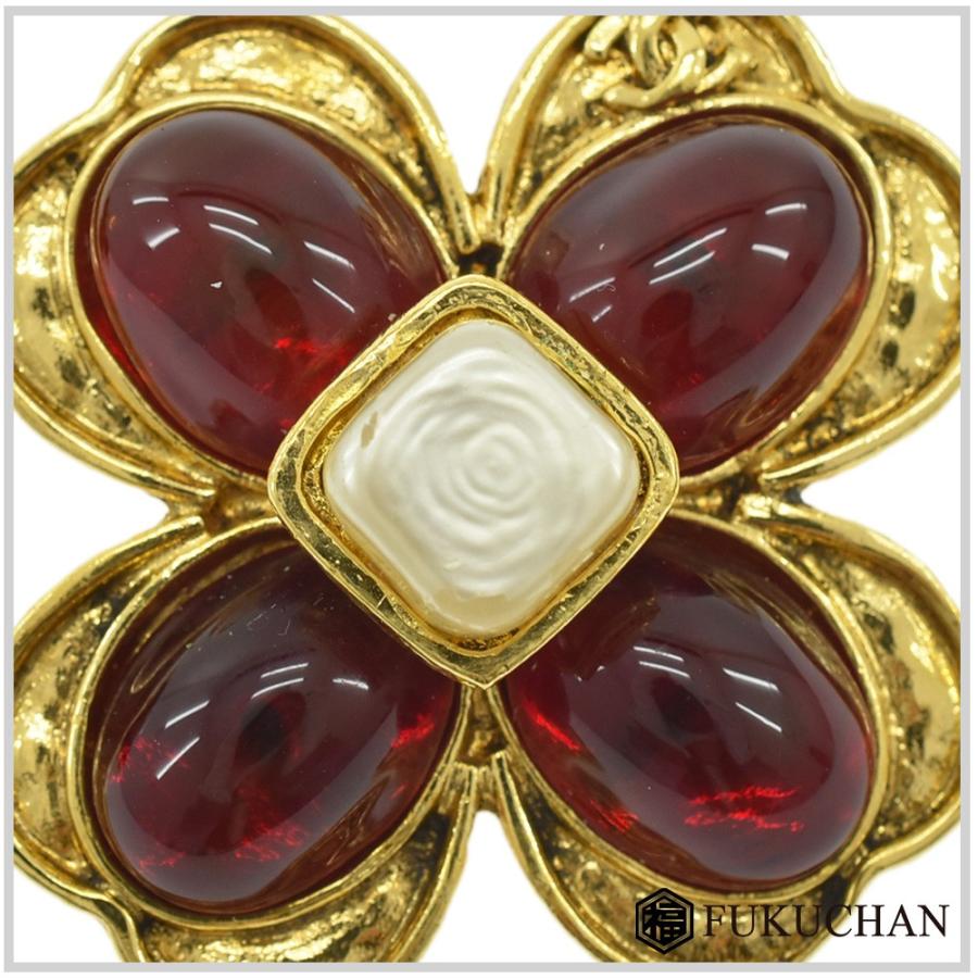 シャネル CHANEL イヤリング ココマーク カラーストーン レッド