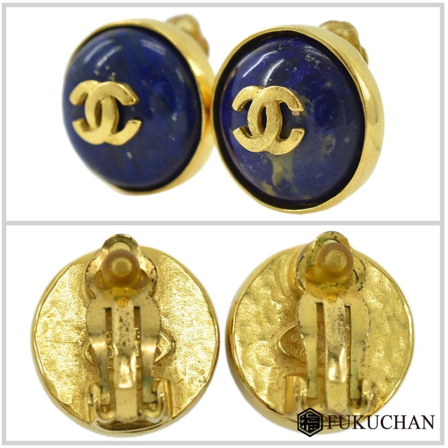 シャネル CHANEL ココマーク ラウンド イヤリング 97P ゴールド×ブルー 