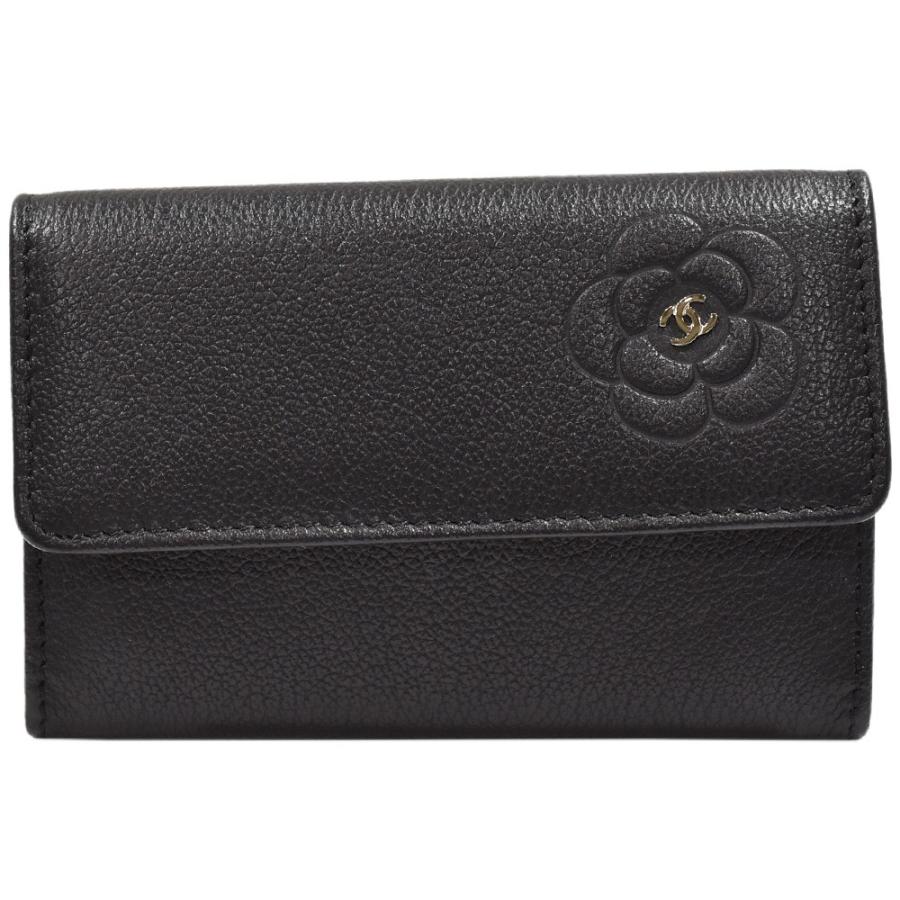 シャネル カードケース パスケース 名刺入れ カメリア ココ ブラック  