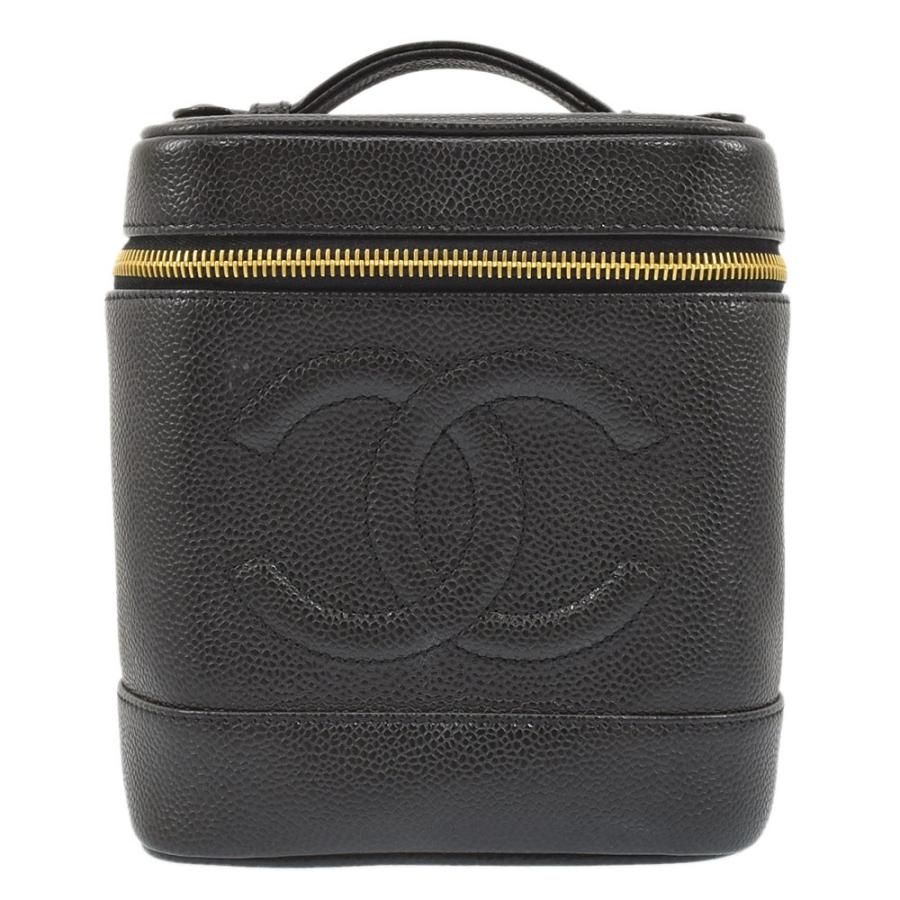 シャネル CHANEL ココマーク バニティ 化粧ポーチ 縦長 キャビアスキン 