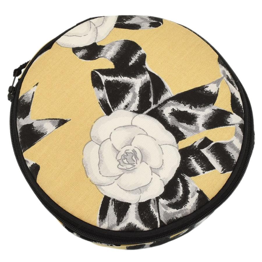 CHANEL シャネル カメリア リボン ラウンドポーチ 丸型 フリンジ