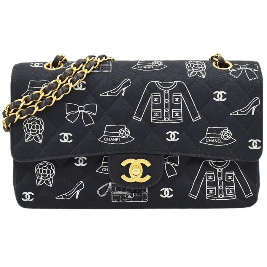 シャネル CHANEL コットン アイコンプリント マトラッセ Wフラップ Wチェーンショルダーバッグ ネイビー×ブラック A 中古 送料無料 :  ch01gt-707816 : ブランドショップ FUKUCHAN - 通販 - Yahoo!ショッピング