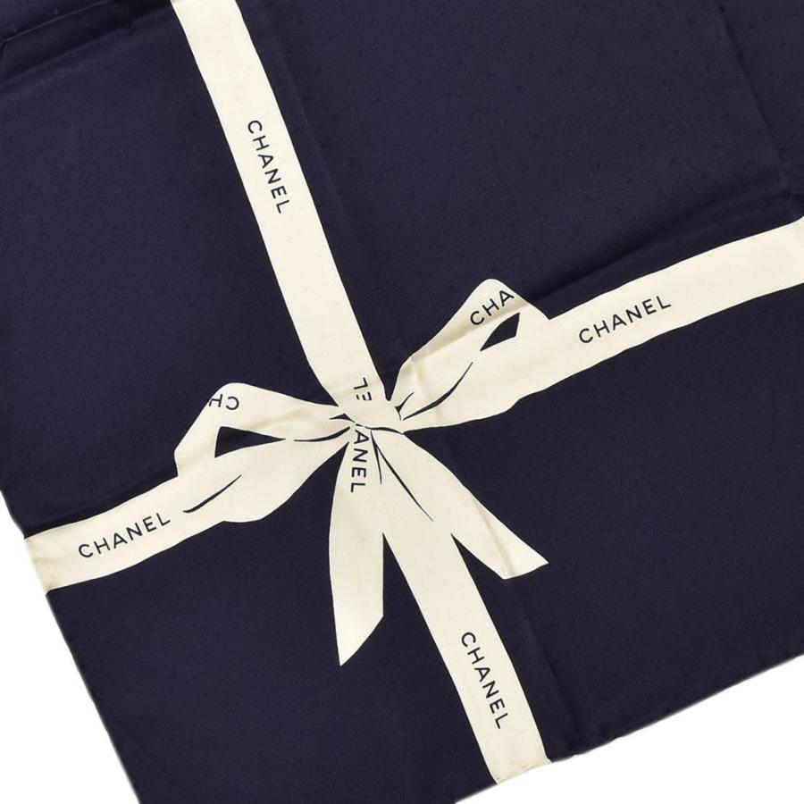 CHANEL シャネル スカーフ リボン ドット シルクスカーフ