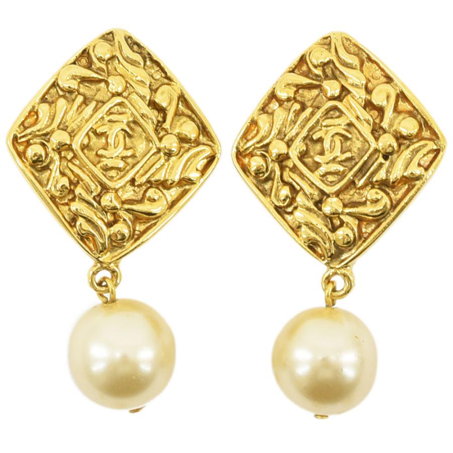 CHANEL シャネル イヤリング ココマーク ひし形 パール