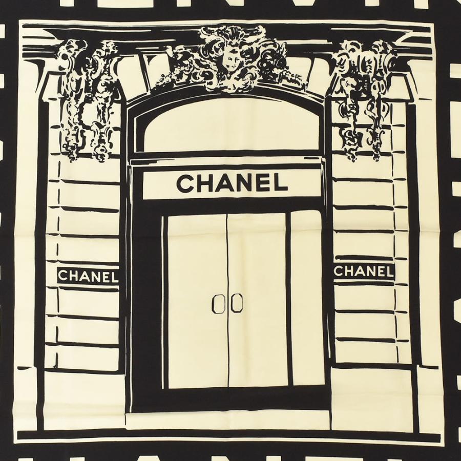 CHANEL（シャネル） スカーフ ロゴ 大判スカーフ モノクロ バイカラー