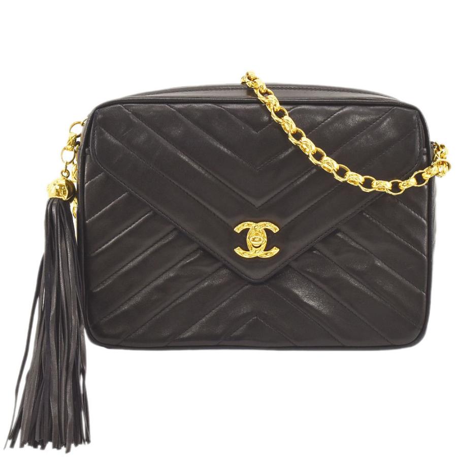 CHANEL シャネル ショルダーバッグ Vステッチ フリンジ チェーン