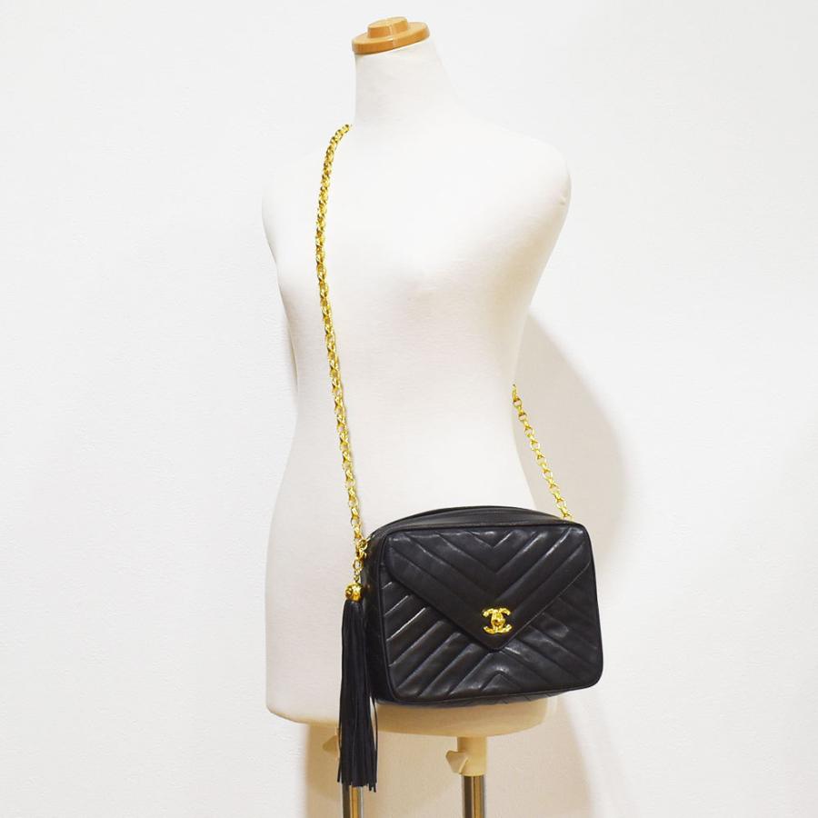 CHANEL シャネル ショルダーバッグ Vステッチ フリンジ チェーン