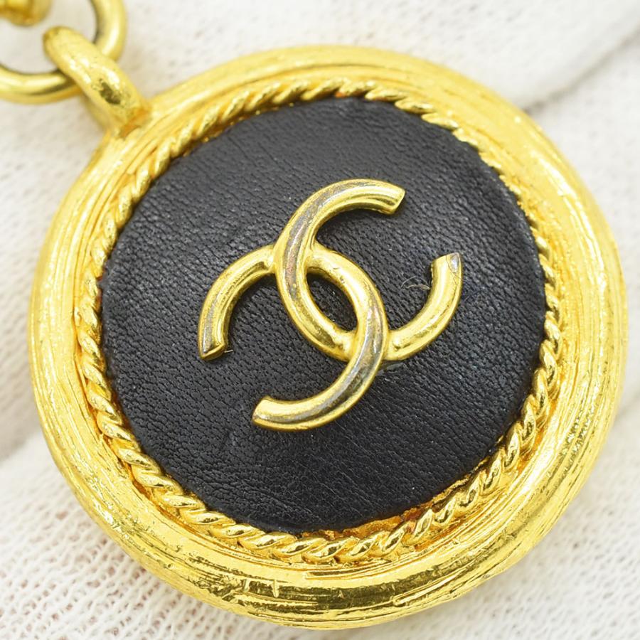⭐️美品⭐️シャネル ココマーク クローバー チェーンベルト GP×革 黒金 CHANEL シャネル ベルト ココマーク クローバー 2連 チェーン