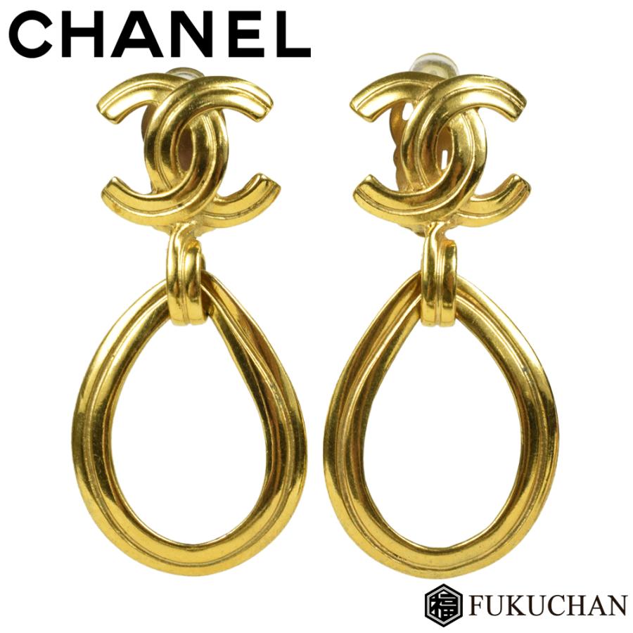 CHANEL/シャネル ココマーク フープ イヤリング 96P ゴールド×GP 中古 