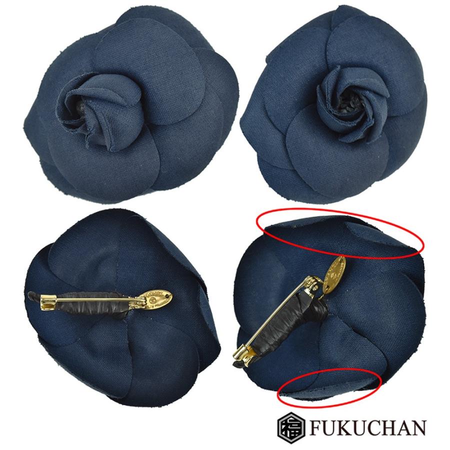 CHANEL/シャネル カメリア ブローチ/コサージュ キャンバス×ネイビー