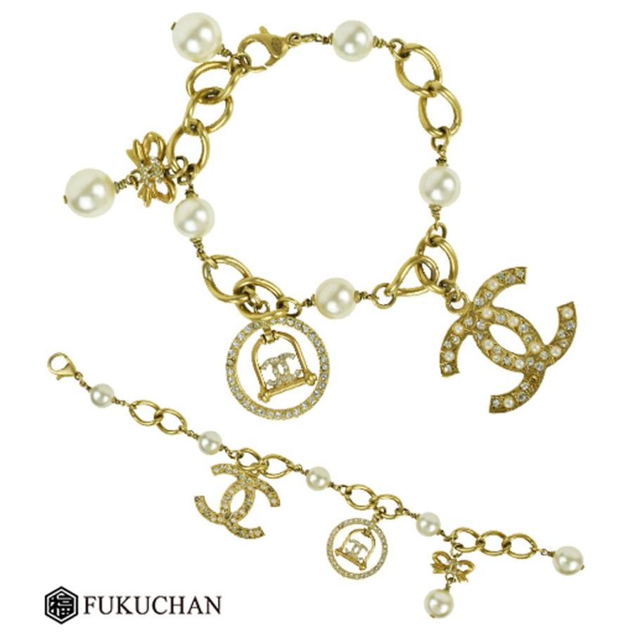 CHANEL ココマーク クラウン ラインストーン フェイクパール シャネル ココマーク GP×ラインストーン×フェイクパール ゴールド レ