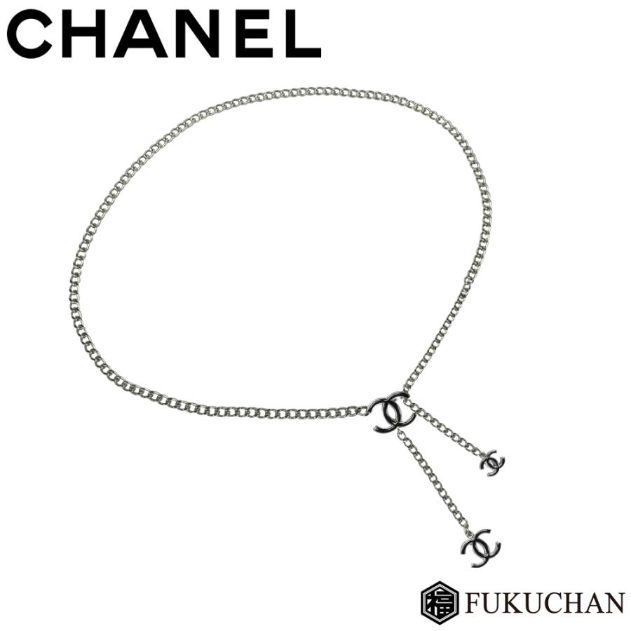 CHANEL　 チェーンベルト ブラック✕シルバー　ココマ―ク　ヴィンテ―ジ CHANEL シャネル チェーンベルト ココマーク メタル レザー