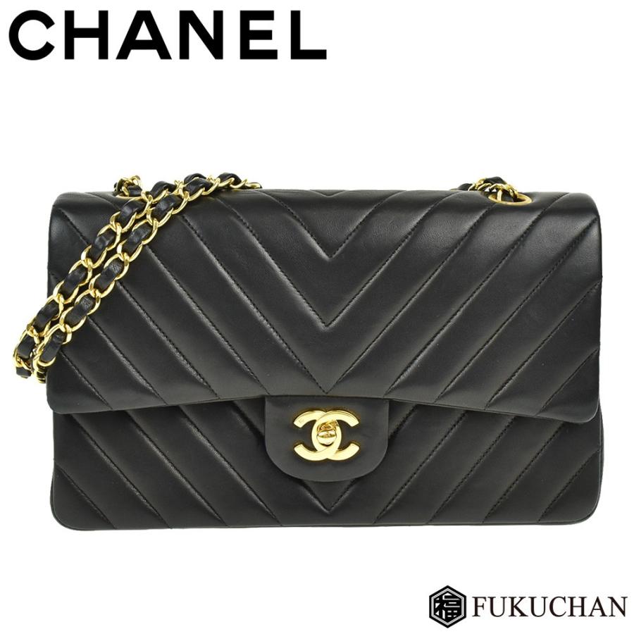 CHANEL/シャネル ラムスキン Vステッチ Wフラップ Wチェーン  