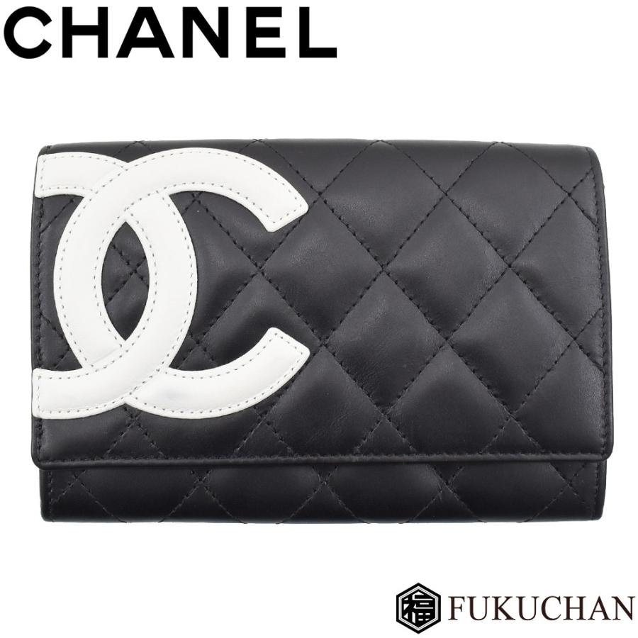 CAMBON CHANEL シャネル カンボンライン 二つ折り財布 ブラック 