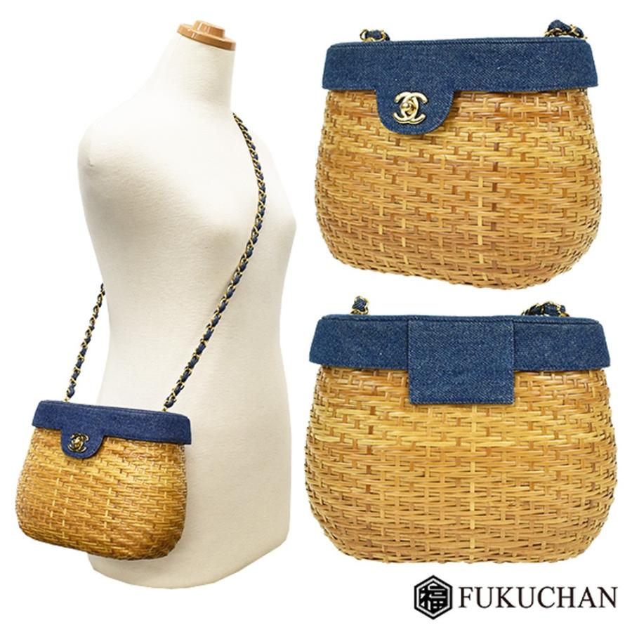 CHANEL/シャネル デニム×籐 シングルチェーン ショルダーバッグ CHANEL/シャネル デニム×籐 シングルチェーン ショルダーバッグ