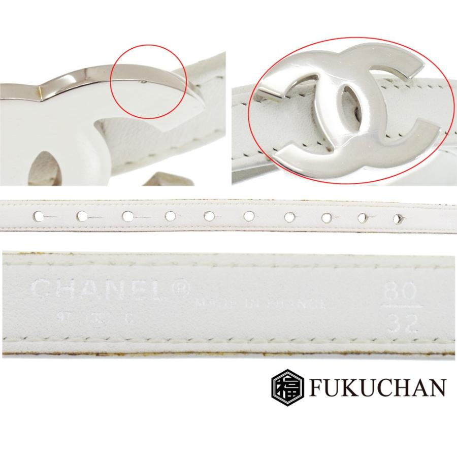 CHANEL CHANEL/シャネル ココマーク ベルト ホワイト× シルバー