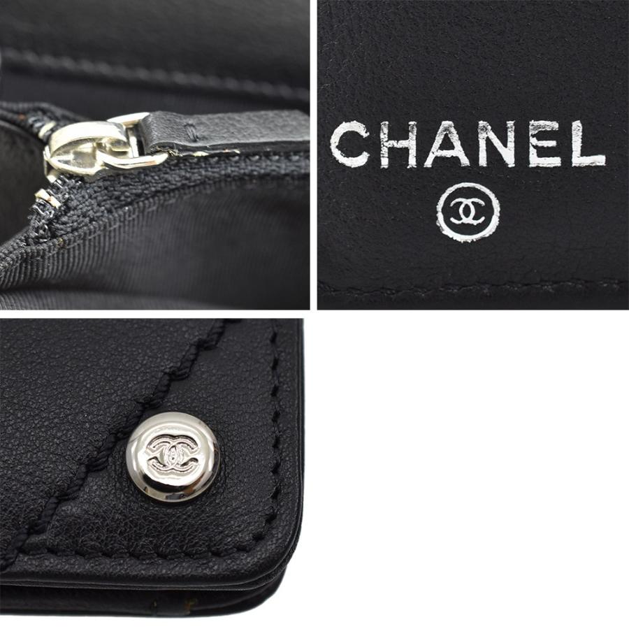 CHANELココマーク Vステッチ長財布 ブラック A-8789