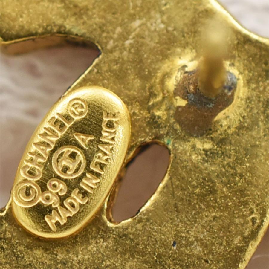 シャネル CHANEL ピアス ロゴ ゴールド/ブラウン99Aヴィンテージ