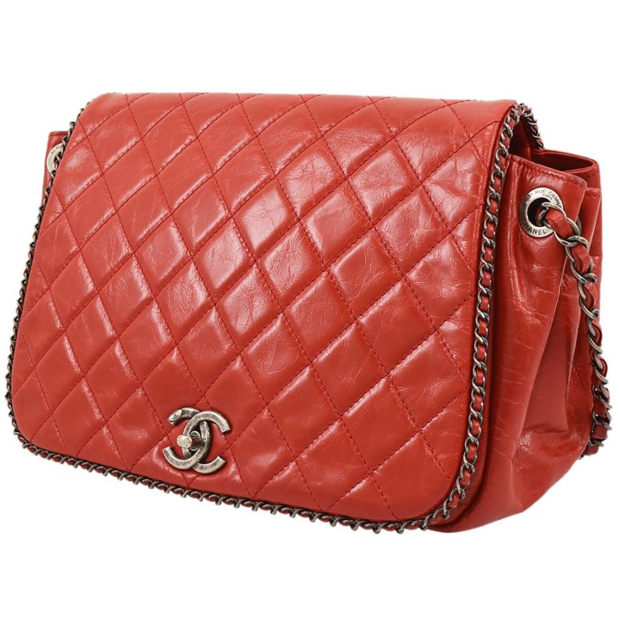 CHANEL　シャネル　マトラッセ　ココチャーム　チェーンショルダーバッグ　ヴィンテージカーフ　赤　 シルバー金具　レディース【中古】【送料無料】【SS】 CHANEL（シャネル） 【美品】シャネル マトラッセ チェーンショルダー
