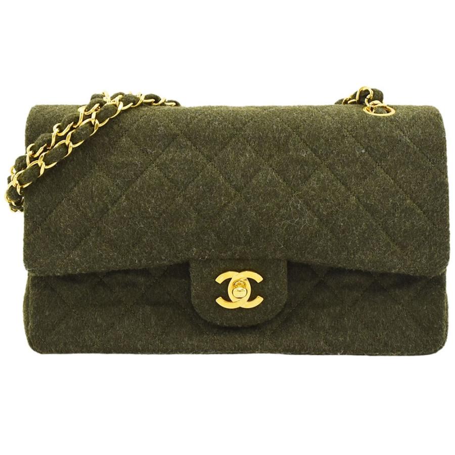 CHANEL シャネル ウール マトラッセ Wフラップ Wチェーン ショルダー  