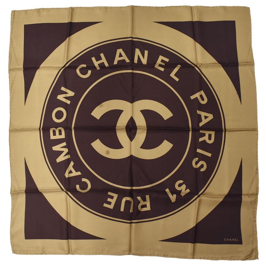 CHANEL シャネル スカーフ ココマーク カンボン ロゴ シルク100 CHANEL シャネル スカーフ ココマーク カンボン ロゴ シルク100