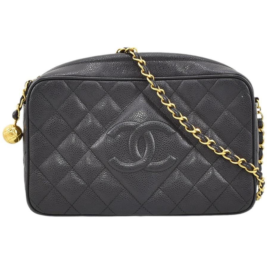 シャネル☆ココマーク　ロゴ大きめポーチ キャビアスキン　マトラッセ　ヴィンテージ CHANEL シャネル ポーチ キャビアスキン マトラッセ ココマーク