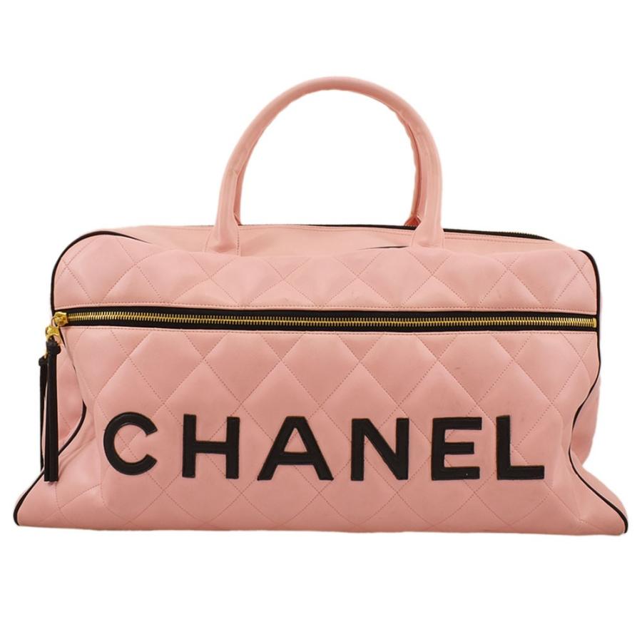 CHANEL（シャネル） ボストンバッグ マトラッセ ロゴ カーフ ピンク