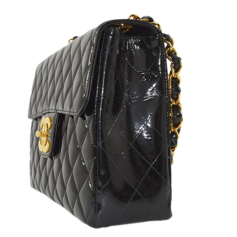 CHANEL シャネル パテントレザー デカマトラッセ30 Wチェーン