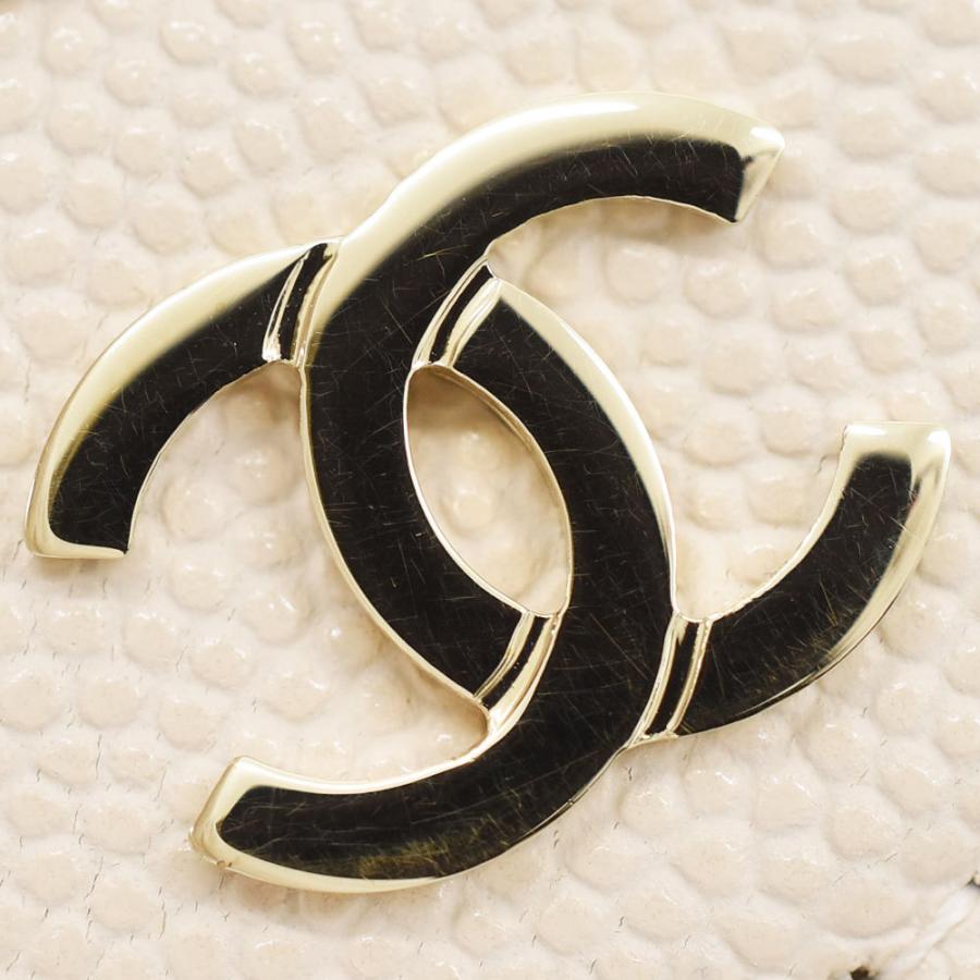 シャネル CHANEL 三つ折り財布 キャビアスキン ココマーク コンパクト